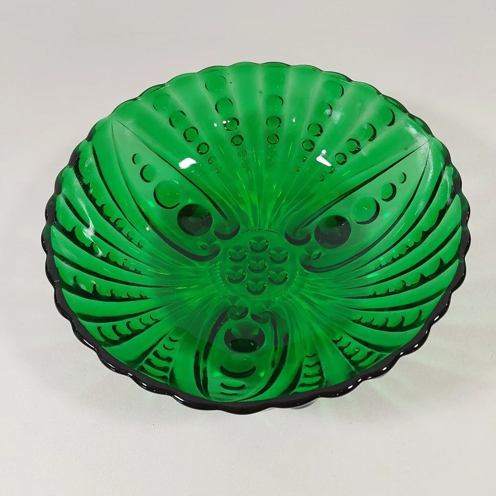 Anchor Hocking‎ Emerald Green Footed Glass Serving Bowl. 8 1/2